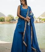 blue rati organza kurta with palazzo & dupatta