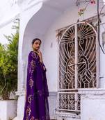 purple ujjwala crepe & organza anarkali kurta with pant & dupatta 