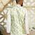 Silk blend tie-dye printed green nehru jacket