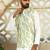 Silk blend tie-dye printed green nehru jacket