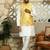 Silk blend tie-dye printed yellow nehru jacket