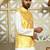 Silk blend tie-dye printed yellow nehru jacket