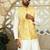 Silk blend tie-dye printed yellow nehru jacket