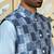 Silk blend geometric printed blue nehru jacket