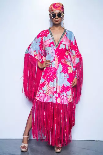 Pink printed crepe kaftan
