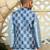 Silk blend geometric printed blue nehru jacket