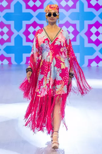 Pink printed crepe kaftan