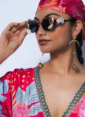 Pink printed crepe kaftan 4