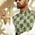 Silk blend geometric printed olive green nehru jacket