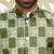 Silk blend geometric printed olive green nehru jacket