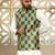 Silk blend geometric printed olive green nehru jacket