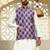 Silk blend geometric printed purple nehru jacket