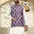Silk blend geometric printed purple nehru jacket