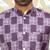 Silk blend geometric printed purple nehru jacket