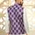 Silk blend geometric printed purple nehru jacket