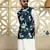 Silk blend floral printed blue nehru jacket