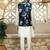 Silk blend floral printed blue nehru jacket