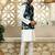 Silk blend floral printed blue nehru jacket