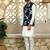 Silk blend floral printed green nehru jacket