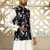 Silk blend floral printed Black nehru jacket