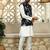 Silk blend floral printed Black nehru jacket