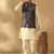 Silk blend abstract printed black nehru jacket