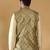Silk blend abstract printed green nehru jacket