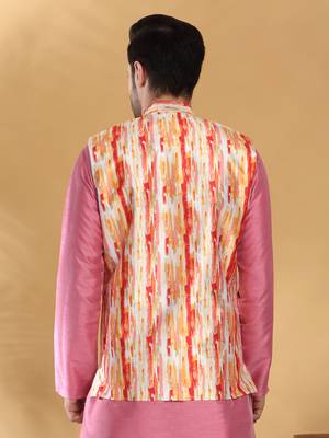 Tie-dye printed silk blend nehru jacket 3