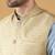 Silk blend jacquard woven geometric printed beige nehru jacket