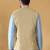 Silk blend jacquard woven geometric printed beige nehru jacket