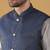 Silk blend jacquard woven geometric printed blue nehru jacket