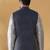 Silk blend jacquard woven geometric printed blue nehru jacket
