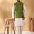 Silk blend jacquard woven geometric printed green nehru jacket