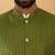 Silk blend jacquard woven geometric printed green nehru jacket