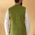 Silk blend jacquard woven geometric printed green nehru jacket