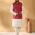 Silk blend jacquard woven geometric printed maroon nehru jacket
