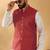 Silk blend jacquard woven geometric printed maroon nehru jacket