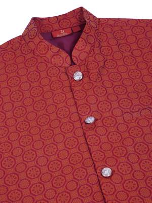 Silk blend jacquard woven geometric printed maroon nehru jacket 5