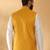 Silk blend jacquard woven geometric printed mustard nehru jacket