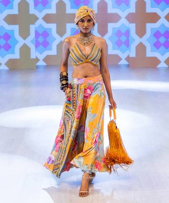 multicolor embroidered crepe lehenga 2