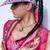 pink printed organza lehenga