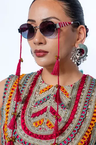 multicolor printed velvet lehenga