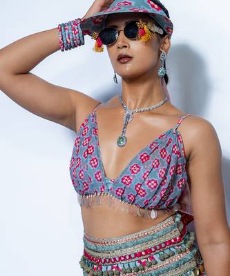 blue printed crepe lehenga 2