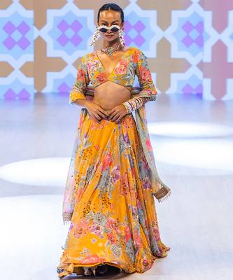 multicolor embroidered organza lehenga 2