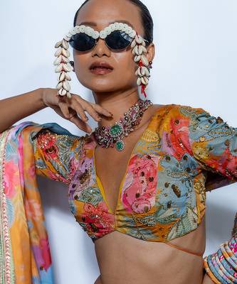 multicolor embroidered organza lehenga 3