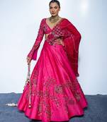 pink embroidered chanderi lehenga