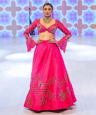 pink embroidered chanderi lehenga 2
