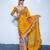 Yellow embroidered organza saree