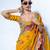 Yellow embroidered organza saree
