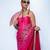 Pink embroidered crepe saree
